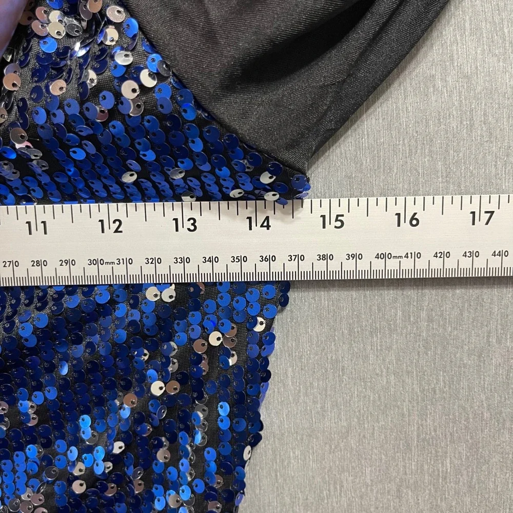 Alexandra Collection One Shoulder Tunic Girls Large Blue Sequin‎ Dance Costume